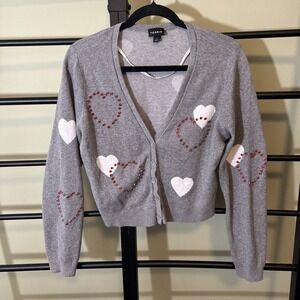 TORRID Heart Sweater Cardigan Rhinestones HEARTFELT CLOUD DANCER LONG SLEEVE XL